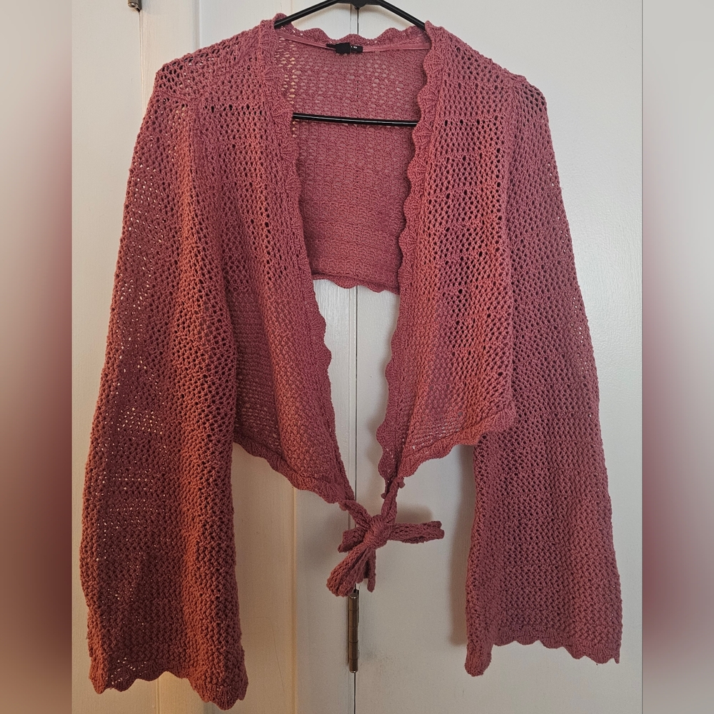 Torrid Pink Tie-Front Knit Sweater
